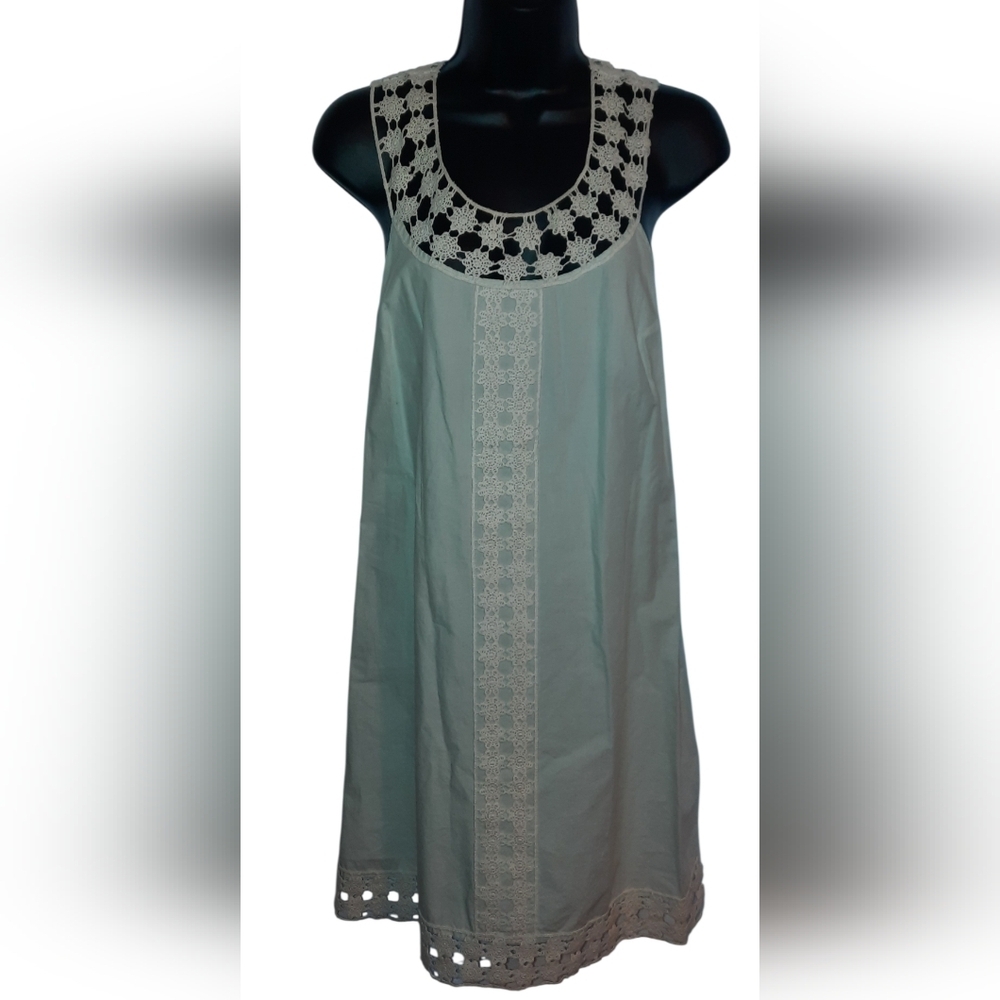 Light Blue Lace-Trim Sleeveless Dress